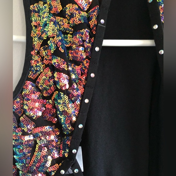 Revolution Dance Costume One Piece Bodysuit Black Sparkle Ladies Small Jazz Tap - Picture 4 of 5